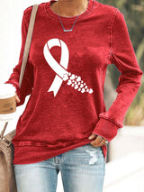 Women's Casual Heart Disease Awareness Printed Sweatshirt