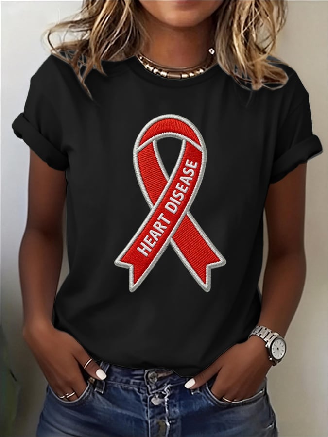 Women's Heart Disease Awareness Print T-shirt
