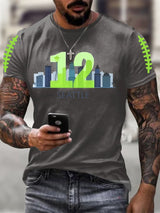 Men's Rugby Print Casual T-Shirt