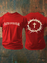🔥Hot Sale Picks 🔥Men's Faith Over Fear Printed Casual T-Shirt