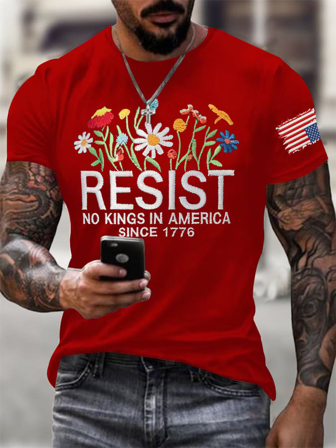 🔥Buy 3 Get 15% Off🔥Men's Retro Resist No Kings In America Since 1776 Print T-Shirt