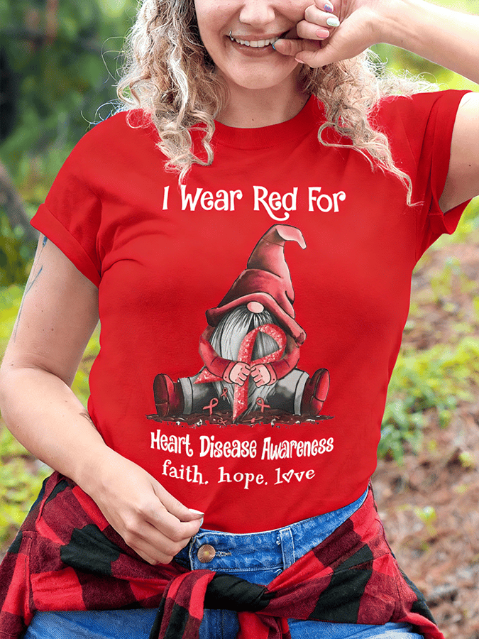 Women's Heart Disease Awareness Print T-shirt