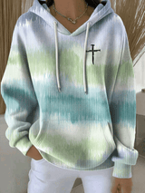 Women's Retro Faith Print Casual Hooded Sweatshirt