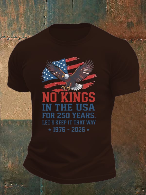 🔥Buy 3 Get 15% Off🔥Men's   No Kings USA Patriotic Tee ,250 Years of Democracy printed T-shirt