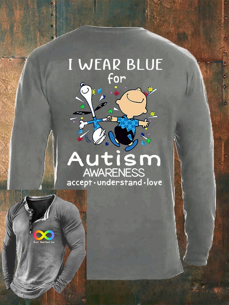 Men'S V-Neck Autism Awareness I Wear Blue For Autism Print T-Shirt