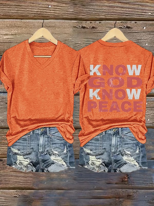 Women's Know God Know Peace, Religious Peace Inspiration Style T-Shirt