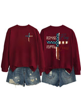 Women's  Stand For The Flag Kneel For The Cross  Print  Sweatshirt