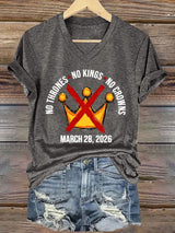 🔥Buy 3 Get 15% Off🔥Women's No Kings No Thrones Print V Neck T-shirt