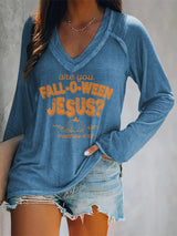 Women's Are You Fall-O-Ween Jesus Print Casual T-Shirt