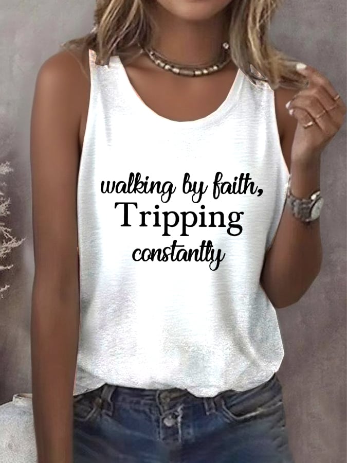 Women's Walking By Faith Tripping Constantly Print Vest