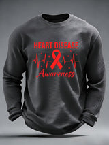 Men's casual heart disease awareness waffle-knit T-shirt