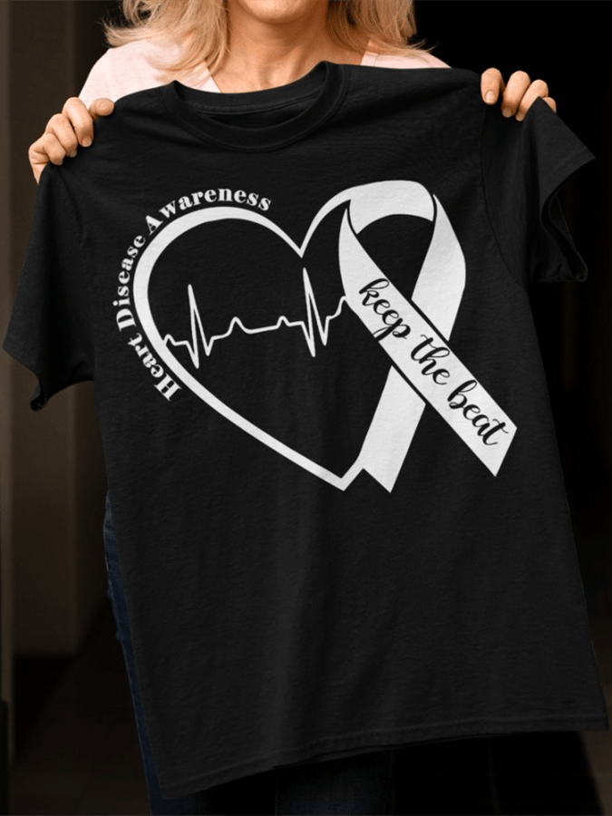 Women's Heart Disease Awareness Print T-shirt