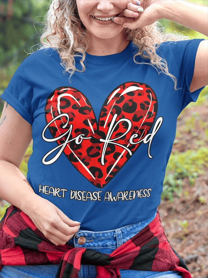 Women's Heart Disease Awareness Print T-shirt