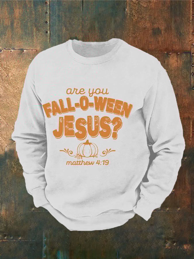 Men's Are You Fall-O-Ween Jesus Print Casual Sweatshirt