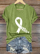 Women's Casual Heart Disease Awareness Printed Short-Sleeve T-Shirt
