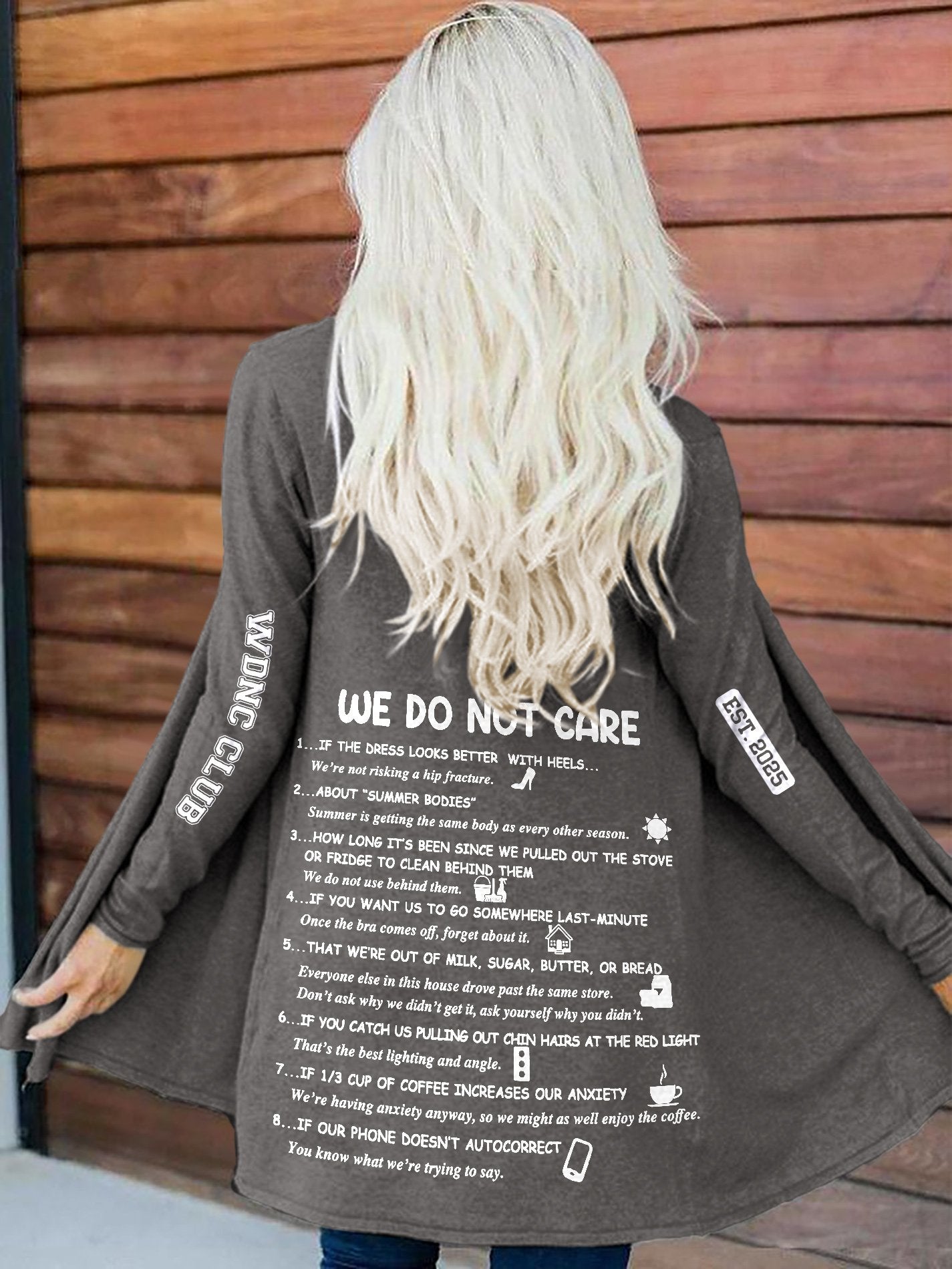 Retro Funny WDNC Club Menopause Perimenopause Print Cardigan