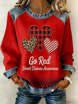 Women's Heart Disease Awareness Print Long-Sleeved Sweatshirt