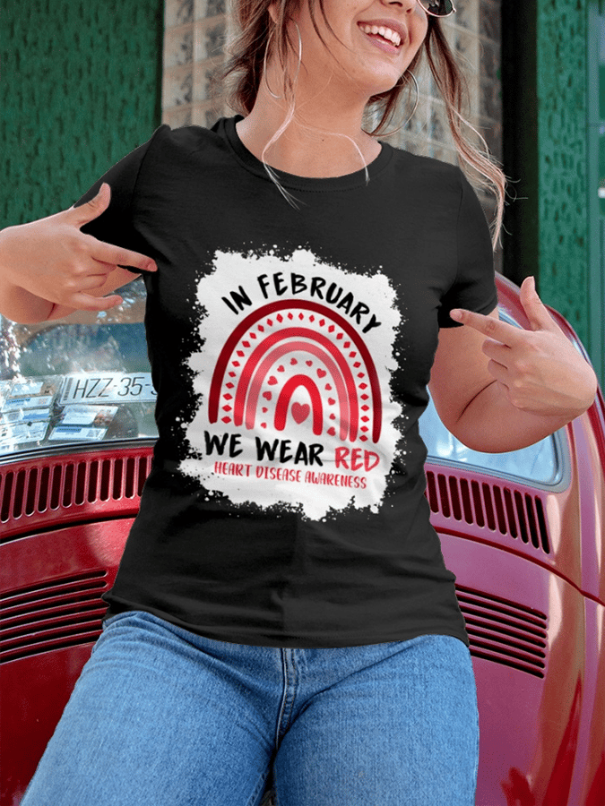 Women's Heart Disease Awareness Print T-shirt