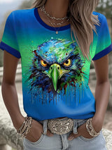 Women's Football Printed Round Neck T-Shirt