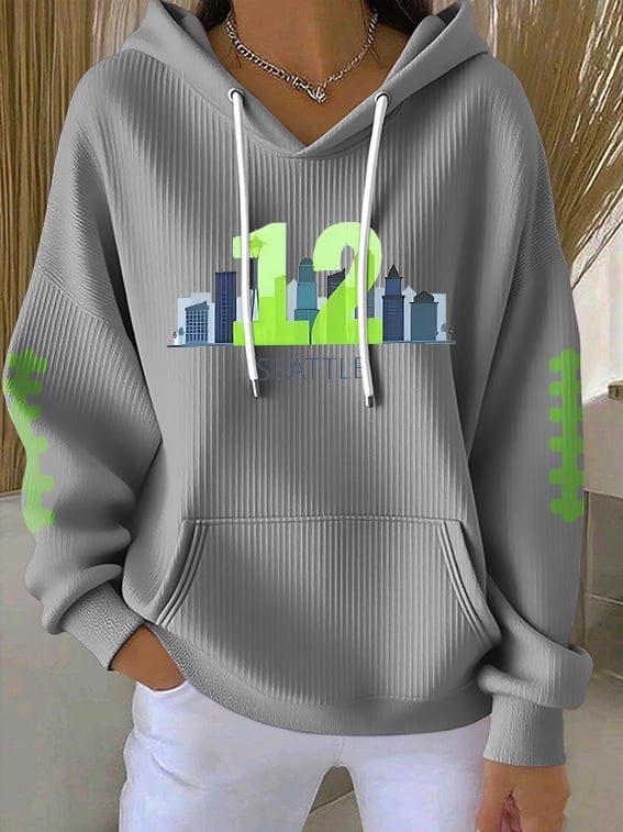 Women's Rugby Print Casual Hoodie