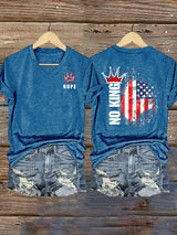 🔥Buy 3 Get 15% Off🔥Women's  NOPE No King American Flag  Print T-Shirt