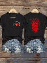 Women's Heart Disease Awareness Print T-shirt