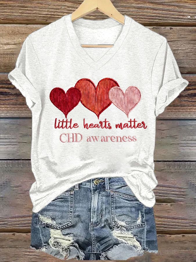 Women's Heart Disease Awareness Print T-shirt