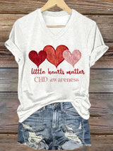 Women's Heart Disease Awareness Print T-shirt