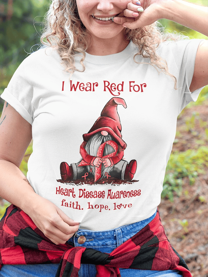 Women's Heart Disease Awareness Print T-shirt