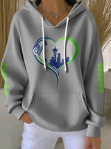 Women's Rugby Print Casual Hoodie
