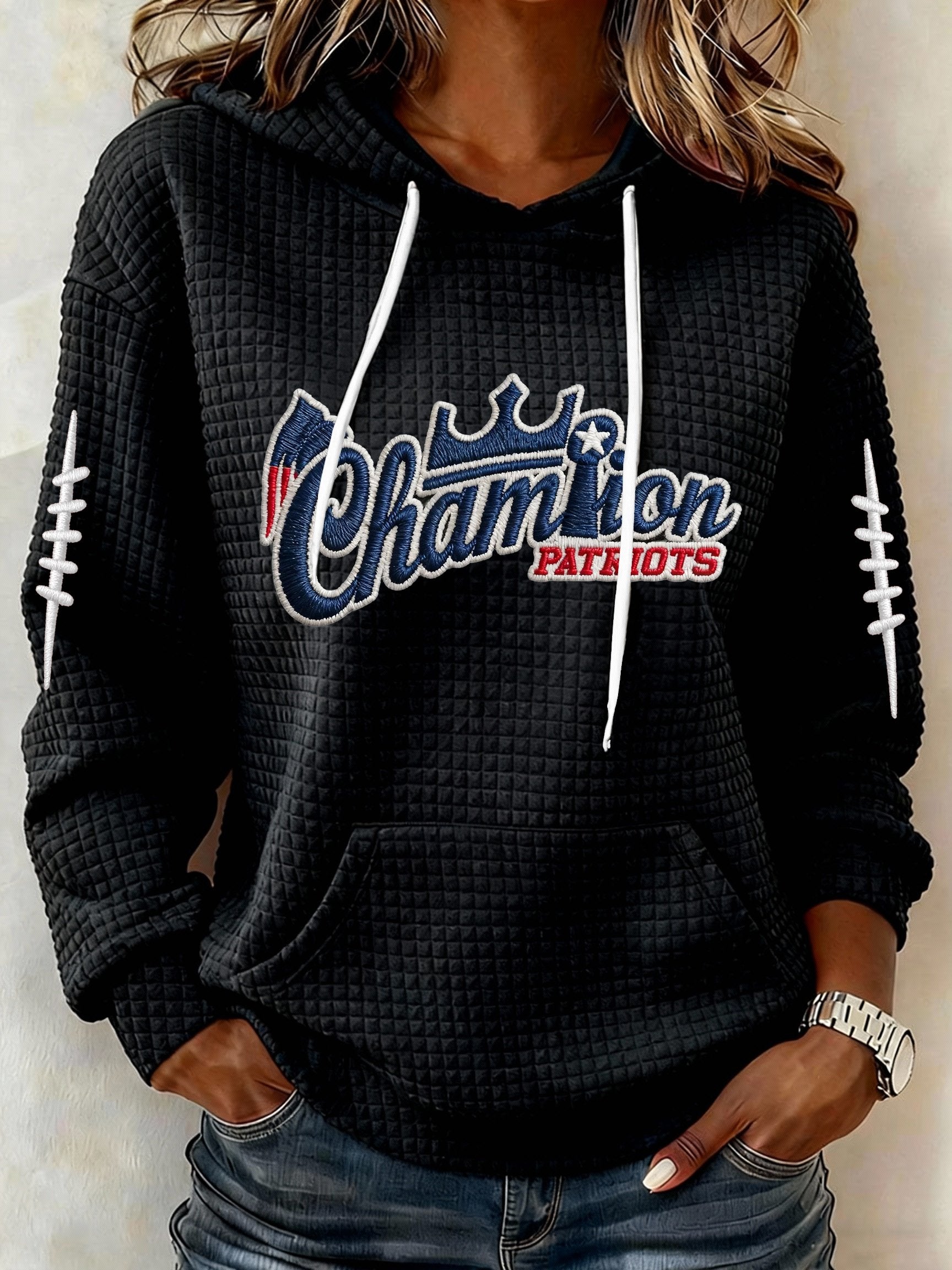 Women’s Football Graphic Waffle Knit Hoodie