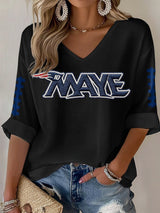 Women's Football Print Waffle Long Sleeve T-Shirt