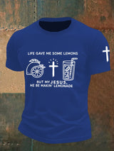 Men's  Life Gave Me Some Lemons, But My Jesus Turned Them Into Lemonade Faith  Printed Shirt