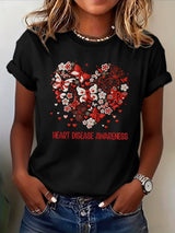 Women's Heart Disease Awareness Printed T-shirt