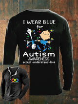 Men'S V-Neck Autism Awareness I Wear Blue For Autism Print T-Shirt