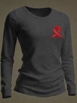 Women's Casual Heart Disease Awareness Print Long-Sleeve T-Shirt