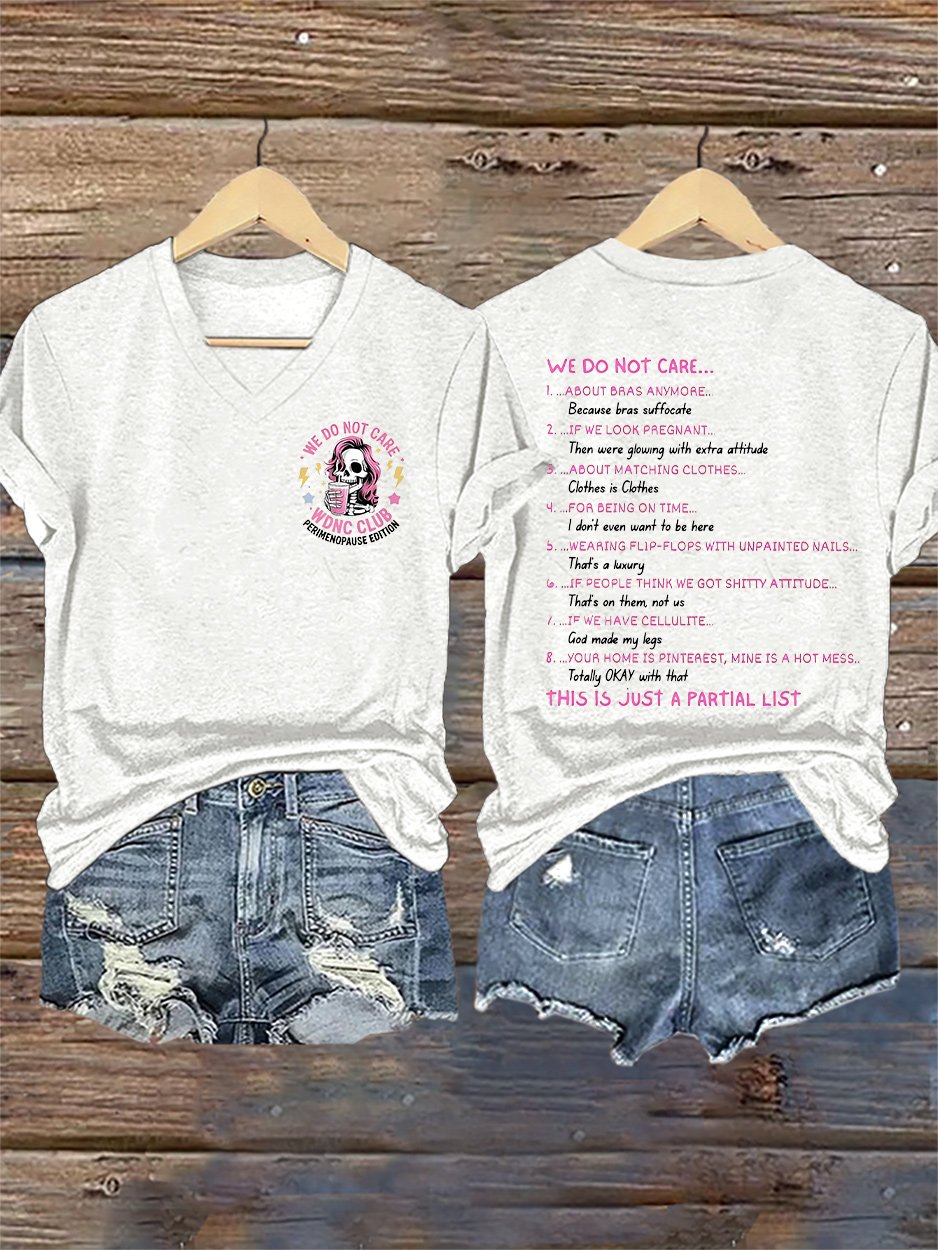 🔥Buy 3 Get 15% Off🔥V-Neck Retro We Do Not Care WDNC Club Perimenopause Edition Print T-Shirt