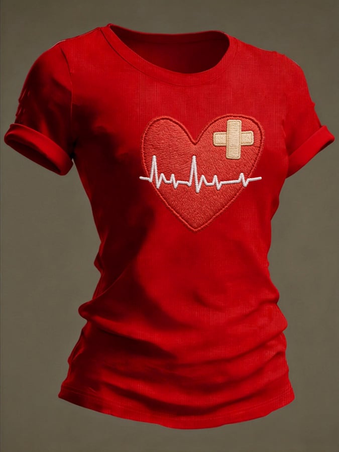 Women's Heart Disease Awareness Crewneck T-shirt