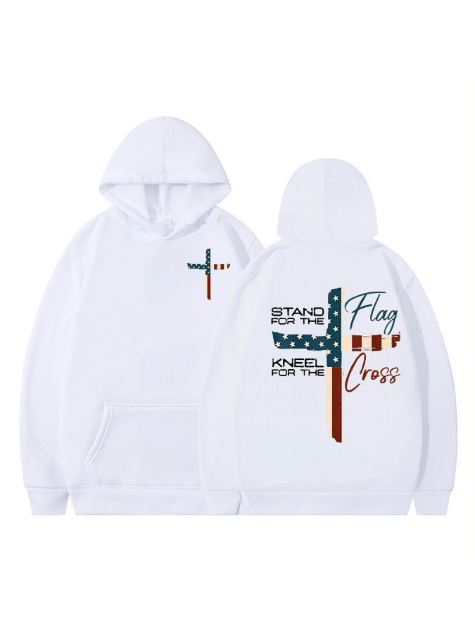 Women's  Stand For The Flag Kneel For The Cross  Printed Casual Hoodie