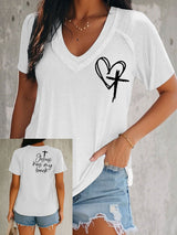 Women's Faith Cross Printed Short Sleeve T-shirt