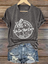 V-Neck Retro Funny Proud Member Of WDNC Club We Do Not Care Menopause Perimenopause Print T-Shirt