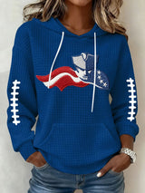 Women's Football Print Waffle Fabric Hooded Sweatshirt