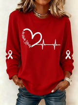 Women's Heart Disease Awareness Printed Sweatshirt