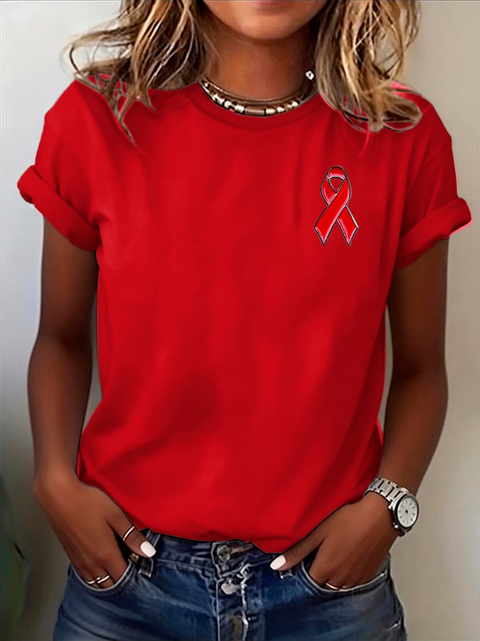 Women's Heart Disease Awareness Print T-shirt
