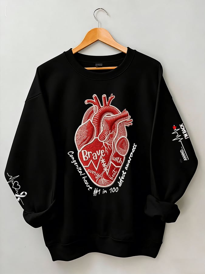 Women's casual heart disease awareness sweatshirt
