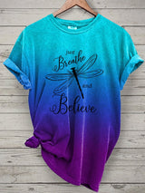 Women's Breathe Deep And Believe Print T-Shirt