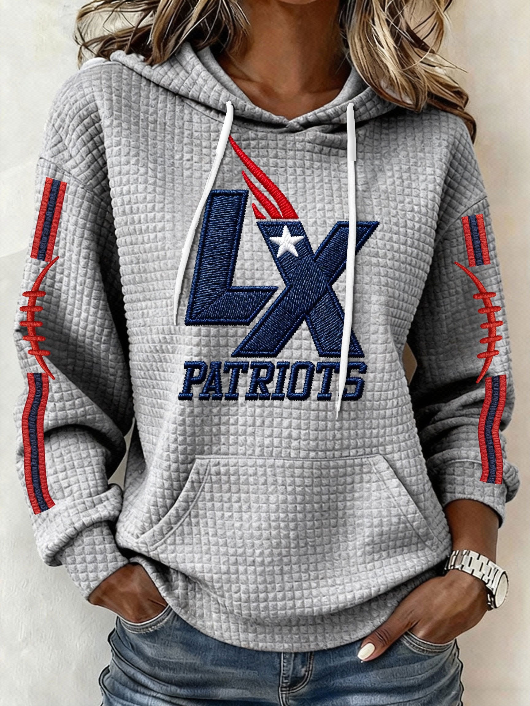 Women’s Football Graphic Waffle Knit Hoodie