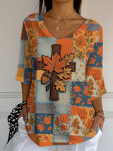 Women'S Casual Autumn Faith V-neck T-shirt