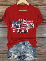 🔥Buy 3 Get 15% Off🔥V-Neck Retro Make Jeans Great Again Print T-Shirt