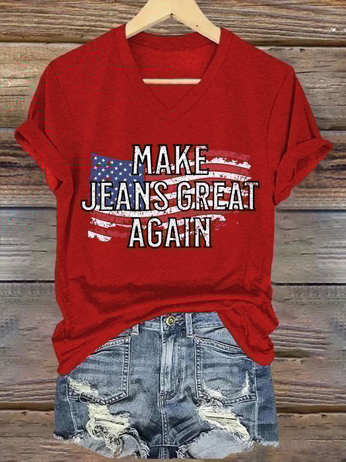 🔥Buy 3 Get 15% Off🔥V-Neck Retro Make Jeans Great Again Print T-Shirt